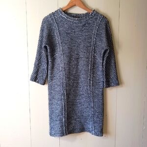 MASSIMO Dutti Woven Black & White Tweed Shift Dress